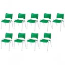 Ver imagem 1 de Cadeira Iso Base Branco Escola, Escritório Verde Kit 9 Un