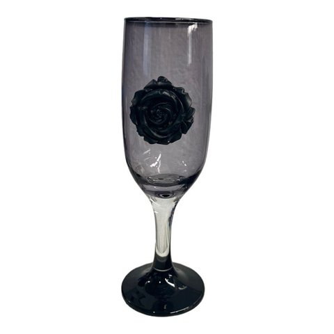 Taça Pomba Gira com Rosa Negra 20 cm Vidro 150 ml