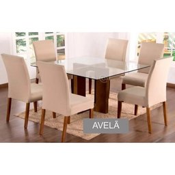 Capa para Cadeira Lisa Kit 8 Lugares Malha - Avelã - 1