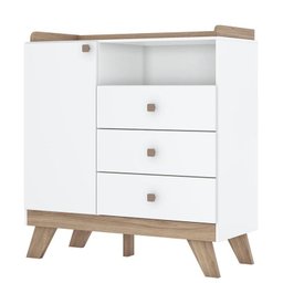 Cômoda Infantil Confete com Porta e 3 Gavetas Branco/jequitibá - Móveis Henn - 1 Cômoda Infantil Confete com Porta e 3 Gavetas Branco/jequitibá - Móveis Henn - 1