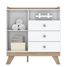 Cômoda Infantil Confete com Porta e 3 Gavetas Branco/jequitibá - Móveis Henn - 3 Cômoda Infantil Confete com Porta e 3 Gavetas Branco/jequitibá - Móveis Henn - 3