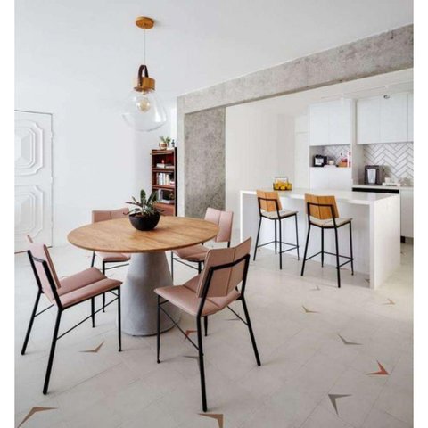 Base Mesa Cone Cimento Queimado 120cm Até 160cm Cinza