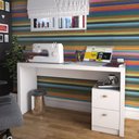 Ver imagem 3 de Mesa Para Computador Escrivaninha 2 Gavetas ME4130 Branco - Tecno Mobili