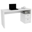Ver imagem 1 de Mesa Para Computador Escrivaninha 2 Gavetas ME4130 Branco - Tecno Mobili