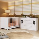 Ver imagem 1 de Berço Americano 3 em 1 com Cômoda 2 Portas 4 Gavetas Teddy Multimóveis Mp4727 Branco