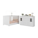 Ver imagem 2 de Berço Americano 3 em 1 com Cômoda 2 Portas 4 Gavetas Teddy Multimóveis Mp4727 Branco
