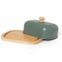 Ver imagem 2 de Manteigueira com Tampa de Metal e Base em Bambu 400ml - Verde Militar