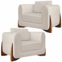 Ver imagem 1 de Kit 2 Poltronas Decorativas Pés em Madeira Buzz Linho Pérola - Gran Belo