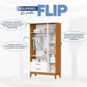 Ver imagem 5 de Guarda-Roupa 3 Portas para Quarto de Bebê Flip Branco/Fosco/Savana