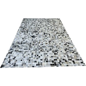 Tapete de couro preto branco salino 2,00x3,00 s/b peça 5x5cm