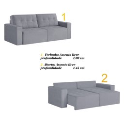 Sofá Retrátil 3 Lugares 200cm Astris  - 4
