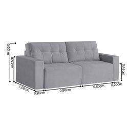 Sofá Retrátil 3 Lugares 200cm Astris  - 3