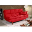 Ver imagem 1 de Sofá Cama Casal 3 Lugares Andorra Suede Vermelho 373 Império Estofados