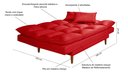 Ver imagem 7 de Sofá Cama Casal 3 Lugares Andorra Suede Vermelho 373 Império Estofados