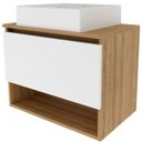 Ver imagem 1 de Gabinete de Banheiro 60 Cm 1 Porta com Cuba Valente Amêndoa/branco