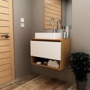 Ver mais imagens de Gabinete de Banheiro 60 Cm 1 Porta com Cuba Valente Amêndoa/branco