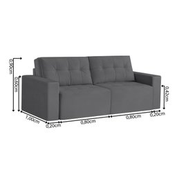 Sofá Retrátil 3 Lugares 200cm Astris  - 3