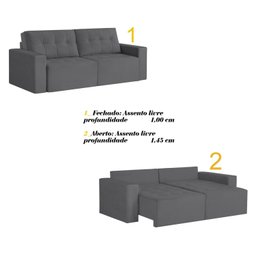 Sofá Retrátil 3 Lugares 200cm Astris  - 4