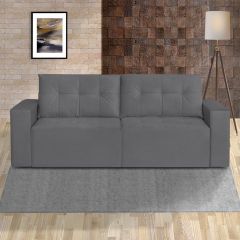Sofá Retrátil 3 Lugares 200cm Astris Cinza Chumbo