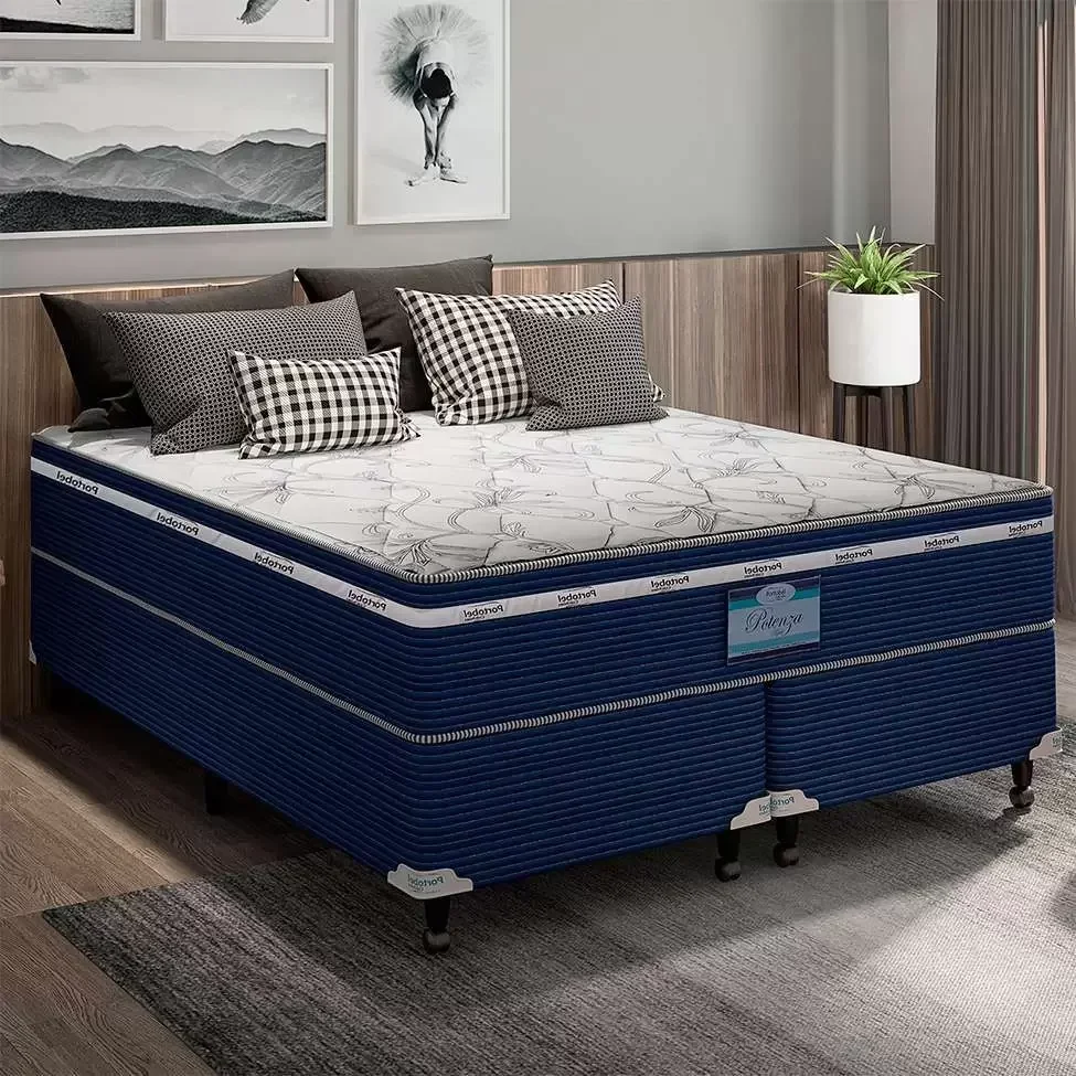 Colchão Mola LFK Casal Potenza Azul 138 X 188 X 30 - 2