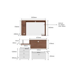 Conjunto Armário para Banheiro Vicenza Amendoa - 3