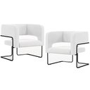 Ver imagem 1 de Kit 02 Poltronas Decorativas Scarlett D02 Base de Aço Preto Corano Branco C-12 - Lyam Decor