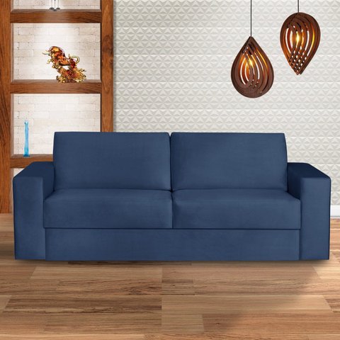 Sofá 3 Lugares 210cm Angel Azul Marinho