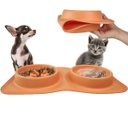 Ver imagem 6 de Comedouro Bebedouro Silicone 2 em 1 Agua Raçao Cachorro Gato Pet Animais Dobravel Portatil Antiengas