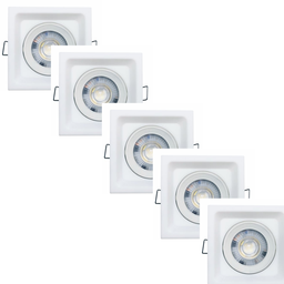 Kit 5 Spot Led Deep Quadrado 5w 3000k Branco Embutir - Áreas Internas - 1