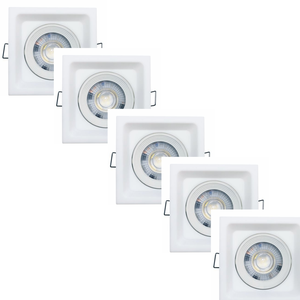 Kit 5 Spot Led Deep Quadrado 5w 3000k Branco Embutir - Áreas Internas