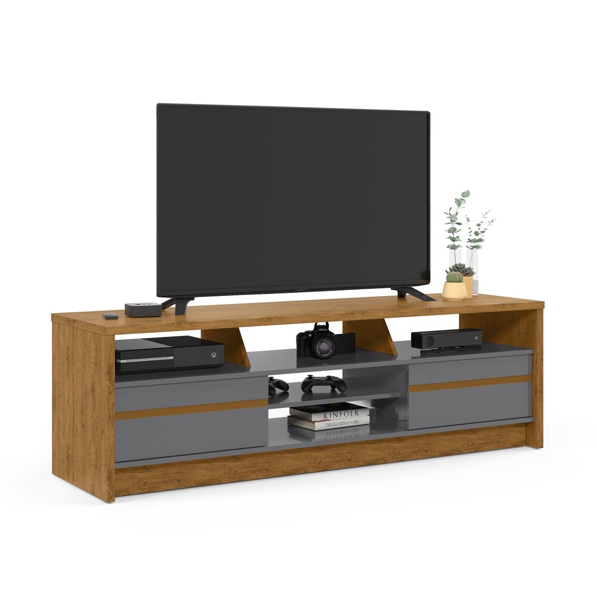 Rack Bancada Palazzio Freijó/Cinza – EJ Móveis | MadeiraMadeira