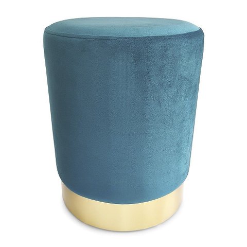 Puff Banqueta em Metal e Veludo Decorativa 45x35cm