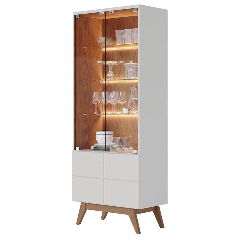 Cristaleira e Aparador Buffet para Sala Noronha Off White Matte Freijó– Colibri - 4