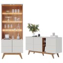 Ver imagem 1 de Cristaleira e Aparador Buffet para Sala Noronha Off White Matte Freijó– Colibri