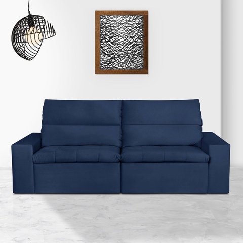 Sofá 3 Lugares 210cm Azzaro Azul Marinho