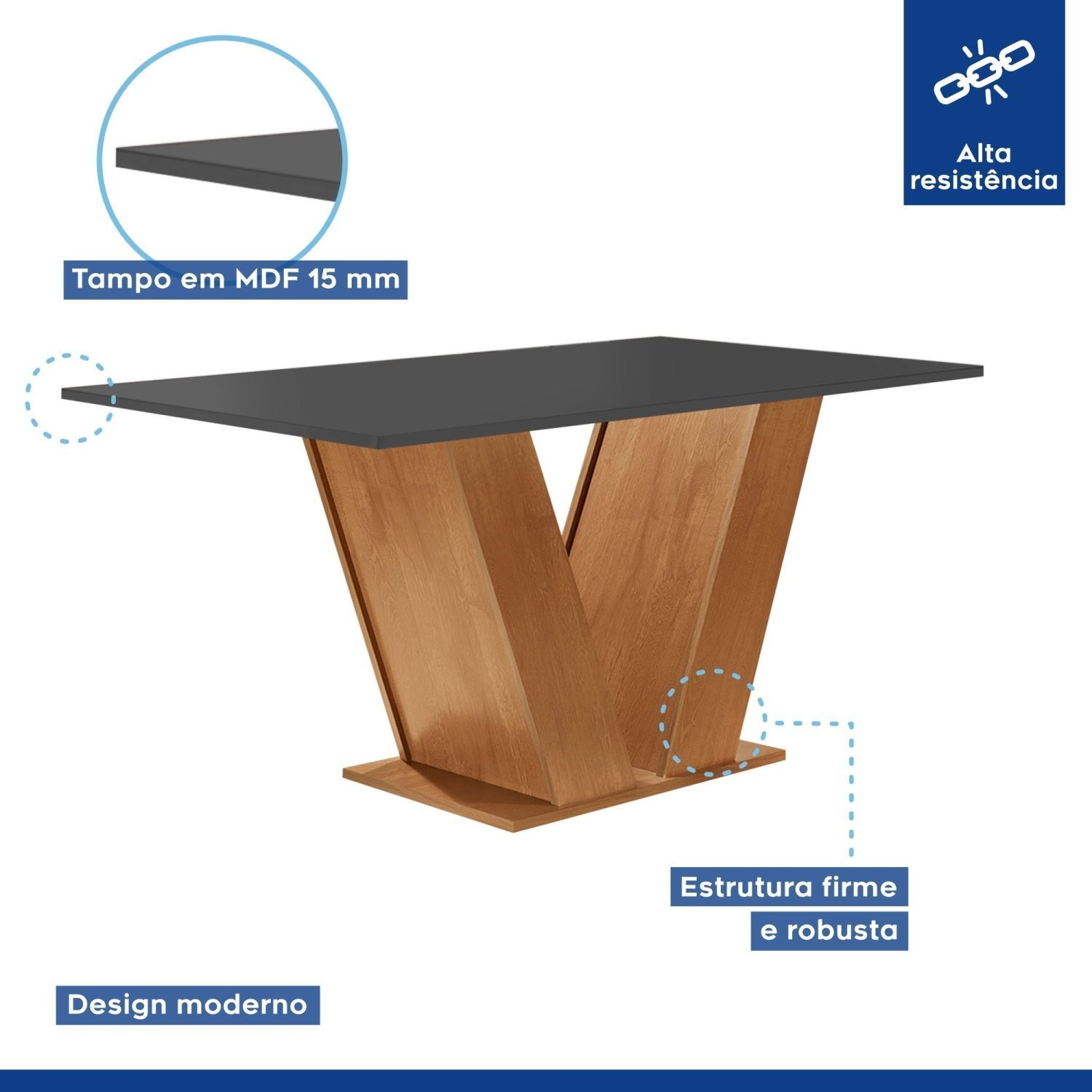 Conjunto Sala de Jantar Mesa Tampo MDF 4 Cadeiras Espanha Yescasa - 2