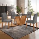 Ver imagem 1 de Conjunto Mesa de Jantar Tampo MDF/Vidro e 4 Cadeiras Espanha Yescasa