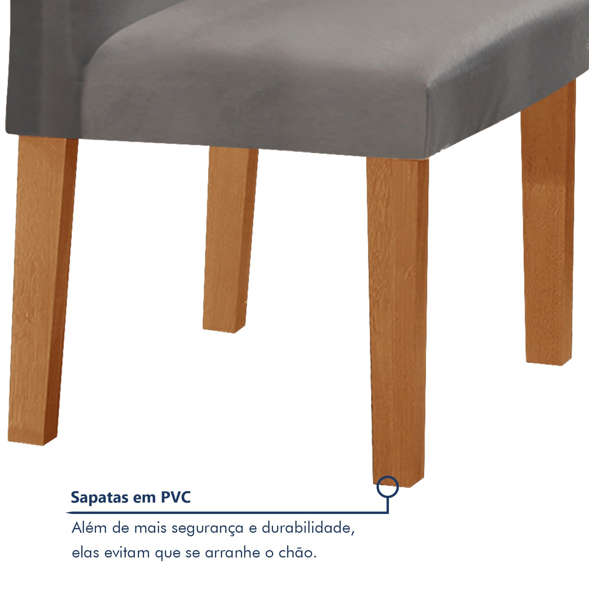 Conjunto Sala de Jantar Mesa Tampo MDF/Vidro e 4 Cadeiras Espanha Yescasa - 7