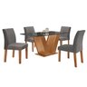 Conjunto Sala de Jantar Mesa Tampo Mdf/vidro e 4 Cadeiras Espanha Yescasa - 2