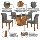 Ver imagem 2 de Conjunto Mesa de Jantar Tampo MDF/Vidro e 4 Cadeiras Espanha Yescasa
