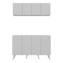 Ver imagem 5 de Conjunto Cantinho do Café Retrô Armário e Aparador 4 Portas Multimóveis Mp1084 Branco