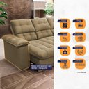 Ver imagem 3 de Sofá Retrátil Reclinável Atenas 2,30m Suede Velut Bege Molas no Assento - King House