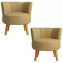 Ver imagem 1 de Kit 2 Poltronas Aconchegante Tecido Corano para Sala de Espera Pés de Madeira Resistente