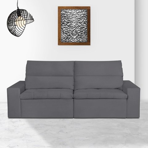Sofá 3 Lugares 210cm Azzaro Cinza Chumbo