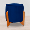 Ver imagem 1 de Puff Jade Suede Azul Marinho Pés de Madeira - Vallisa Decor