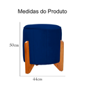 Ver imagem 4 de Puff Jade Suede Azul Marinho Pés de Madeira - Vallisa Decor