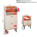 Ver imagem 5 de Kit Sapateira Vertical 3 Gavetas Basculantes e 2 Mesinhas Canto Quarto Nicho Off White/Cinamomo