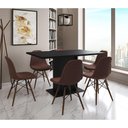 Ver imagem 1 de Mesa Jantar Londres Retangular Preta 137x90cm 6 Cadeiras Estofadas Caramelo Madeira