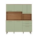 Ver imagem 1 de Cozinha Compacta 7 Portas 2 Gavetas Armário com Nicho para Micro-Ondas - Luciane 353:Verde Mar