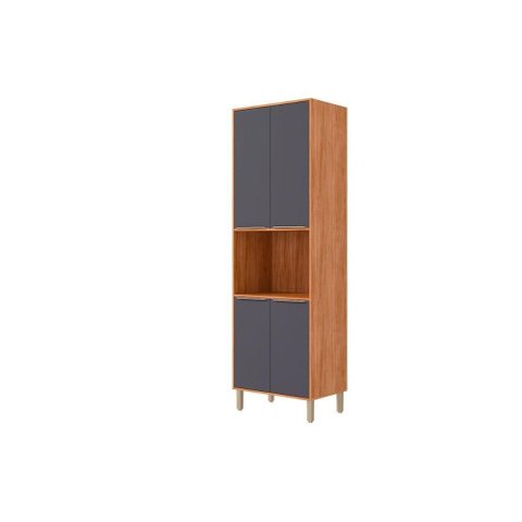 Paneleiro de Cozinha Esplêndida Torre Quente C/ 4 Portas e 1 Nicho P/ Forno 70cm Cinamomo/titanium